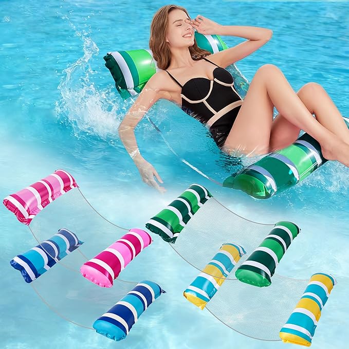 4‑Pack Inflatable Pool Hammocks | 4‑in‑1 Mesh Float 