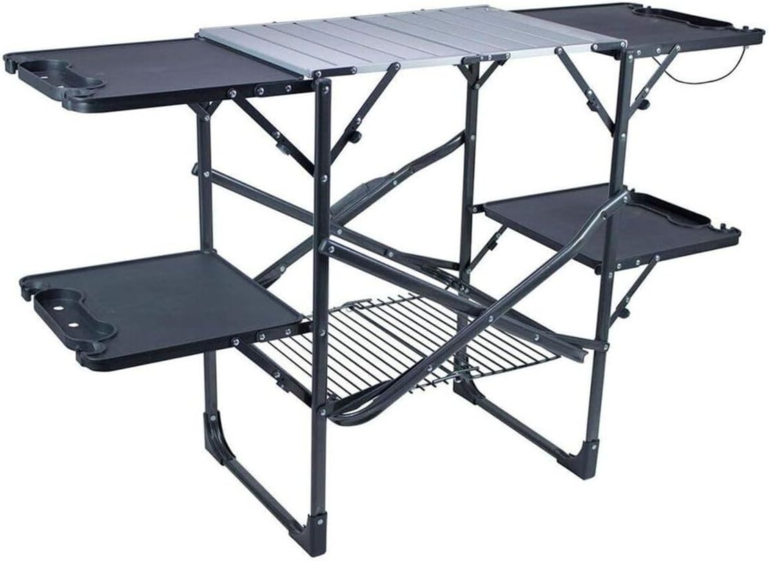 GCI Slim Folding Kitchen Station Heat‑Resistant Surface • 4 Side Tables